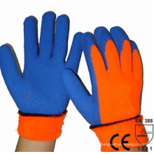 NMSAFETY acrílico con forro de pañal recubierto de guantes de látex azul mantener guantes de trabajo cálido pulgar sumergido